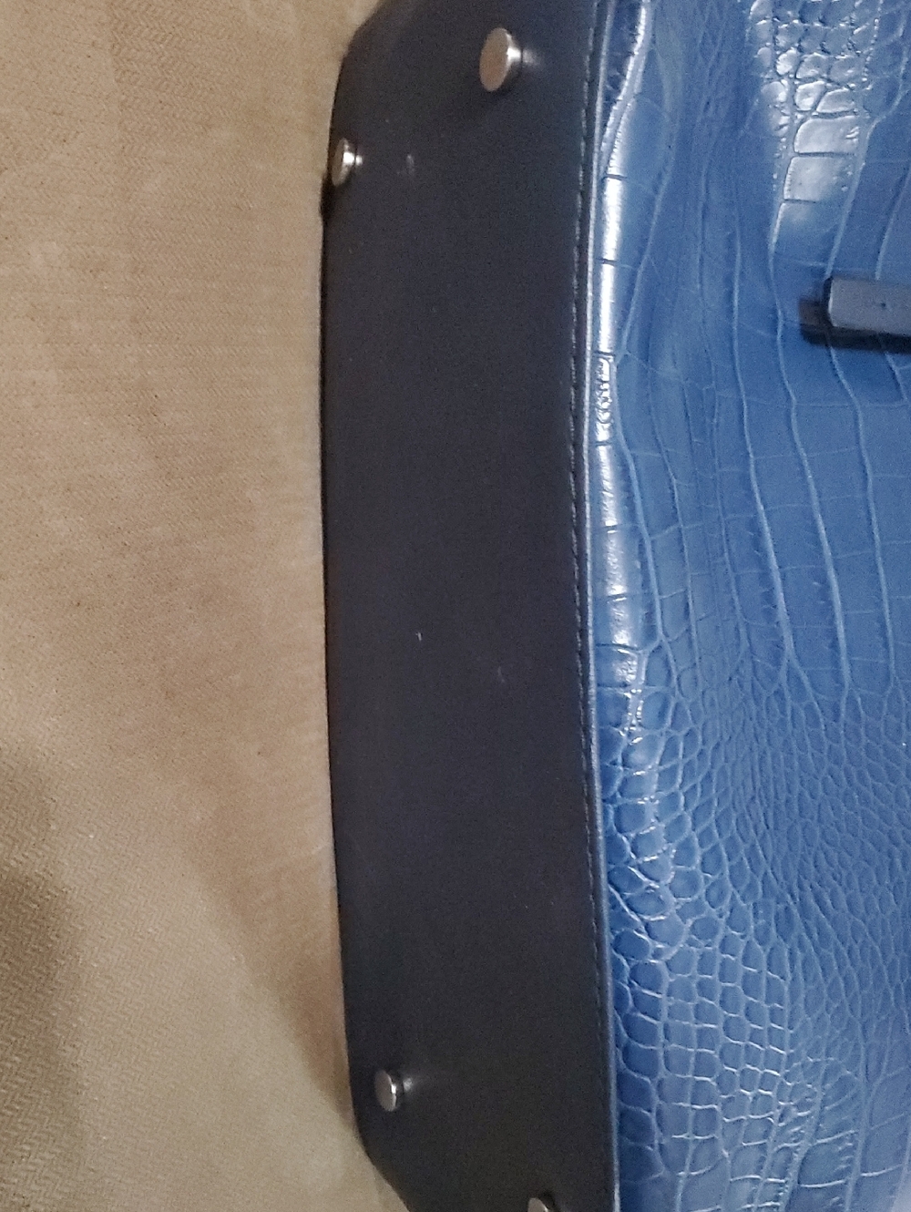 Blue Croc-Embossed Tote Bag by Dana Buchman - Picture 3 of 6